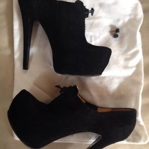 Nando Muzi Black Suede Booties Platform Italy